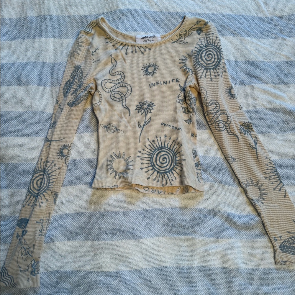 Free People Waffle Knit Graphic Longsleeve